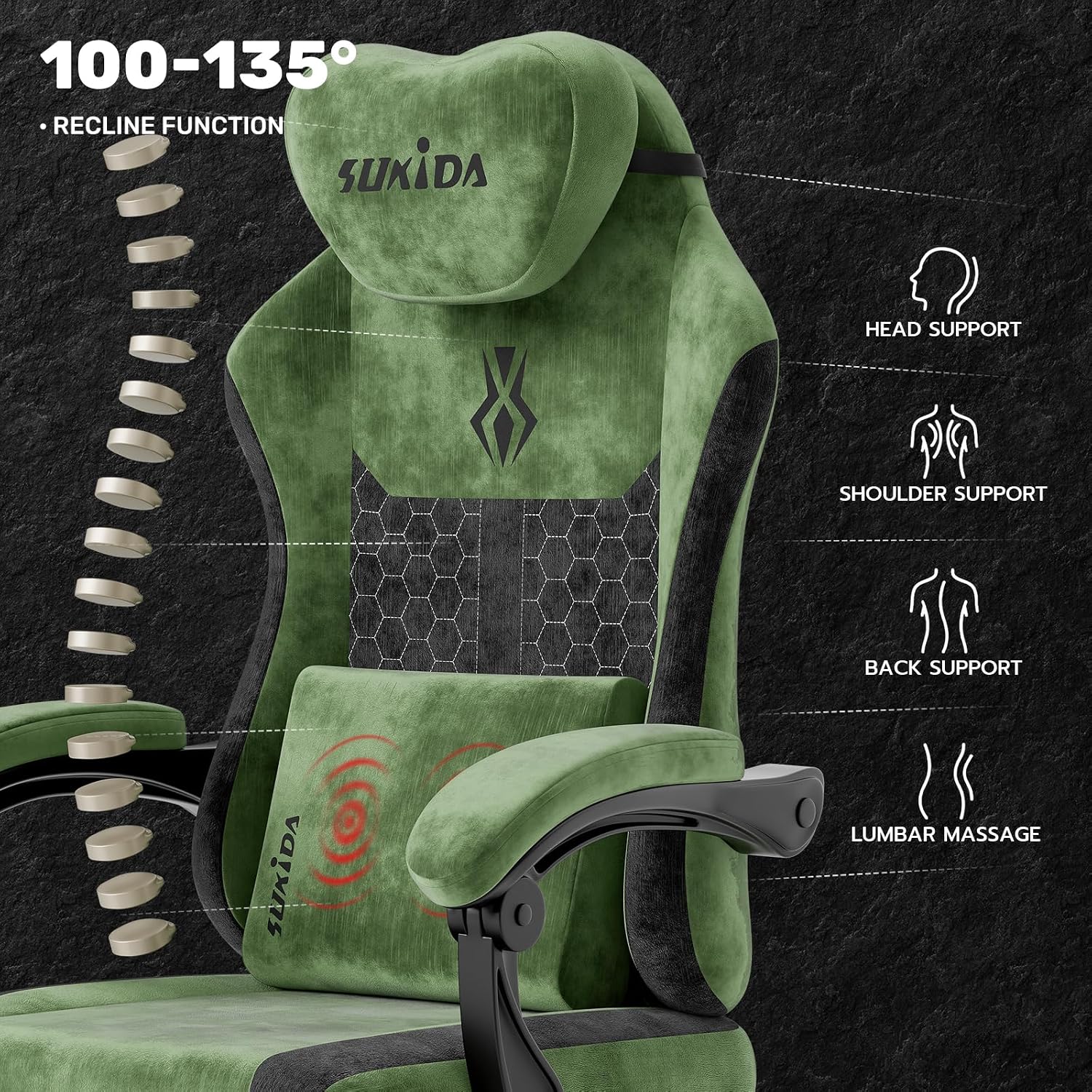 Fabric Video Gaming Chair, Erg - Massage 评论和价格