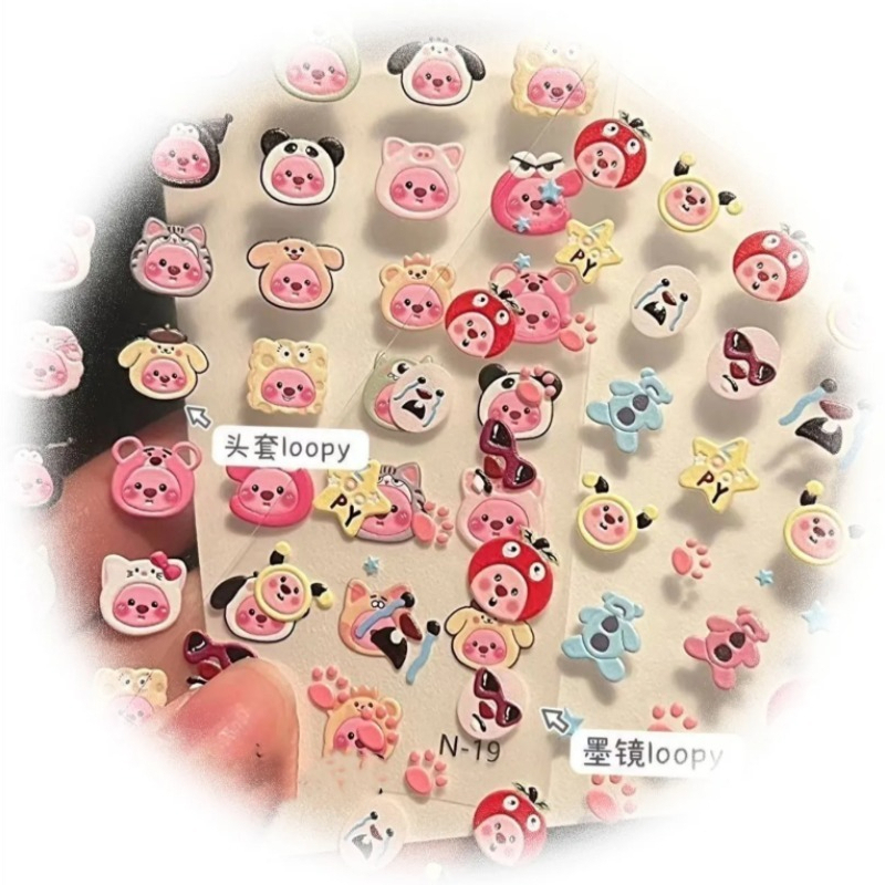 Loopy 3D embossed sticker, tra - Nail Art 评论和价格