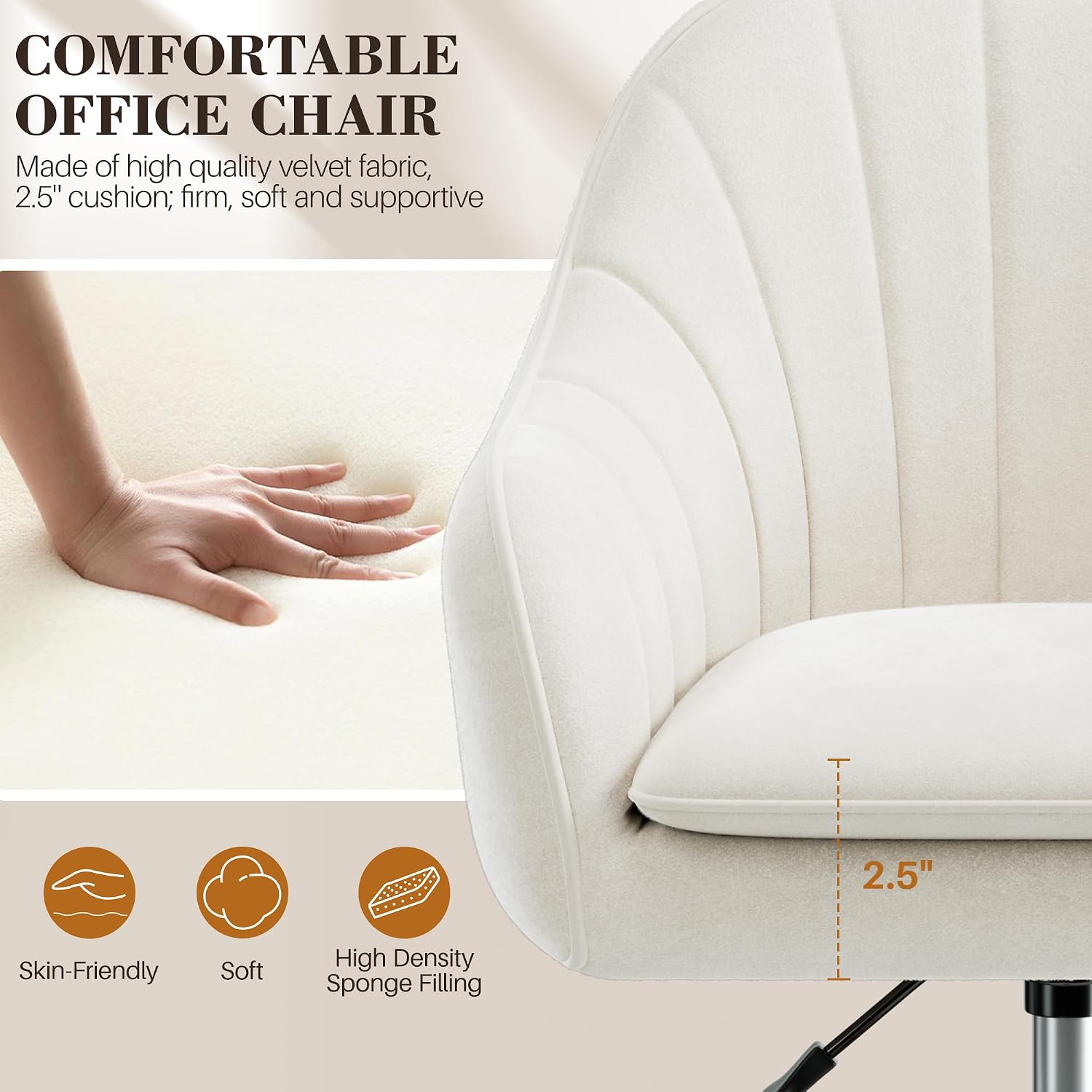 Vanity Chair with Wheels, Comf - Makeup 评论和价格